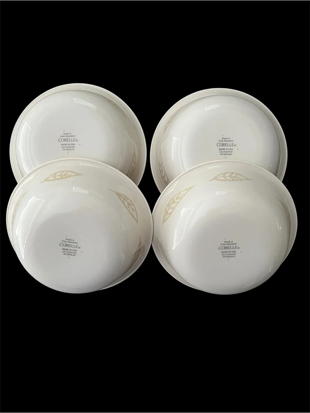 Vintage Corelle Corning Textured Leaves Sandstone Soup/Cereal Bowls - set of 4